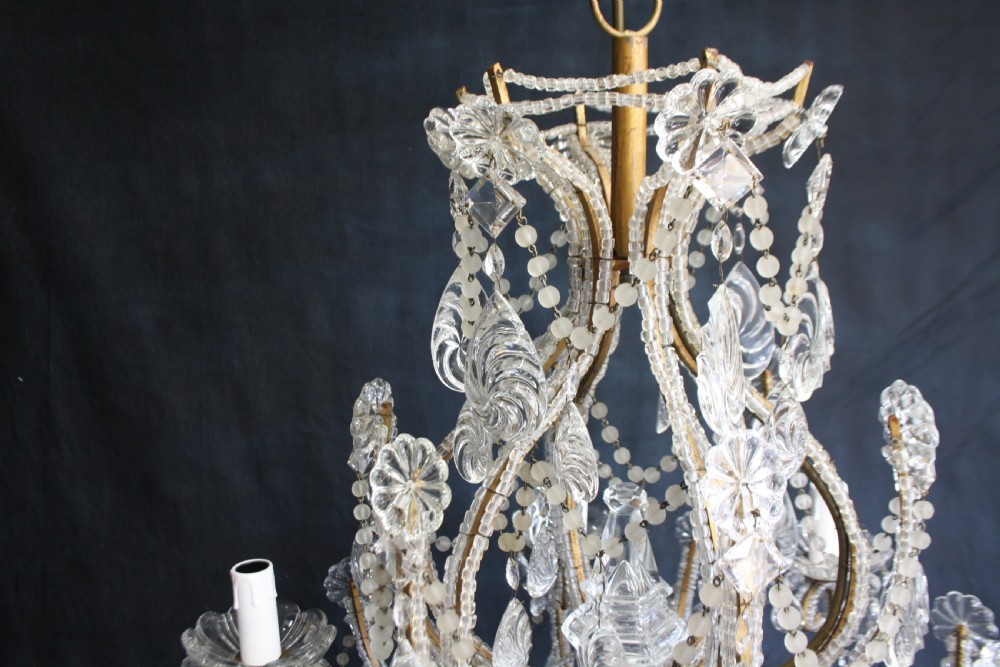 Glass/crystal chandelier with unusual drips View V