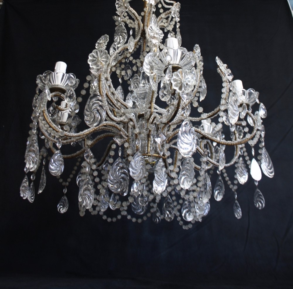 Glass/crystal chandelier with unusual drips View IX