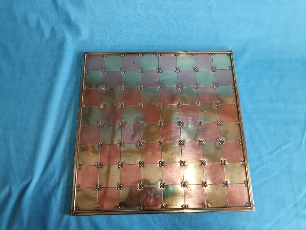 Early 20th century brass and copper chess board View III