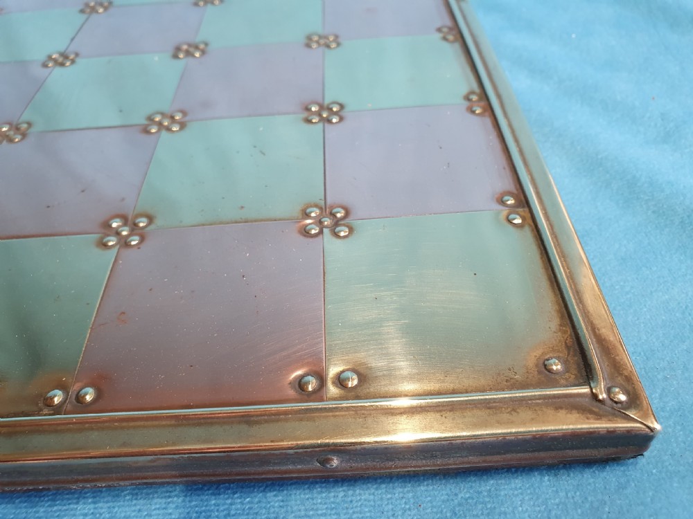 Early 20th century brass and copper chess board View VII