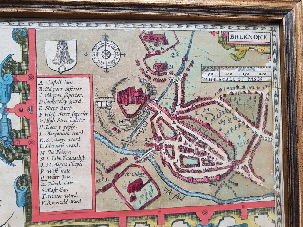 James the first hand coloured map of Breconshire By John Speede View V