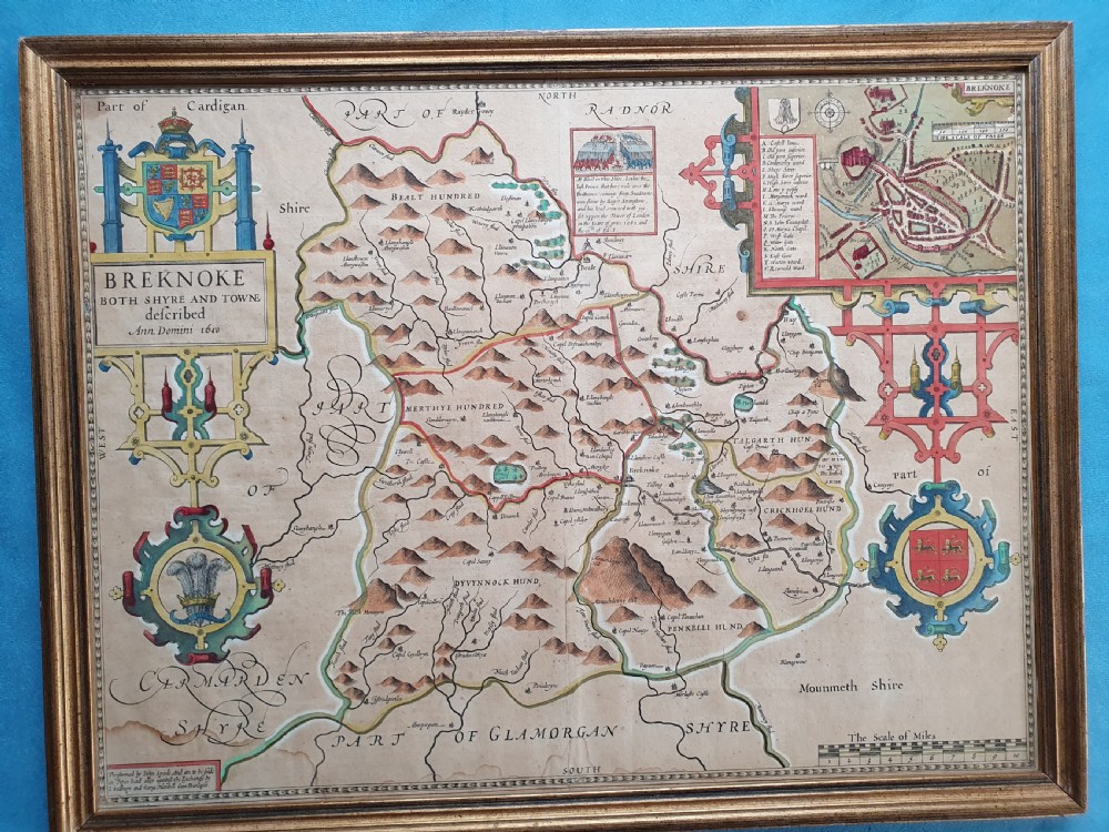 James the first hand coloured map of Breconshire By John Speede View VII