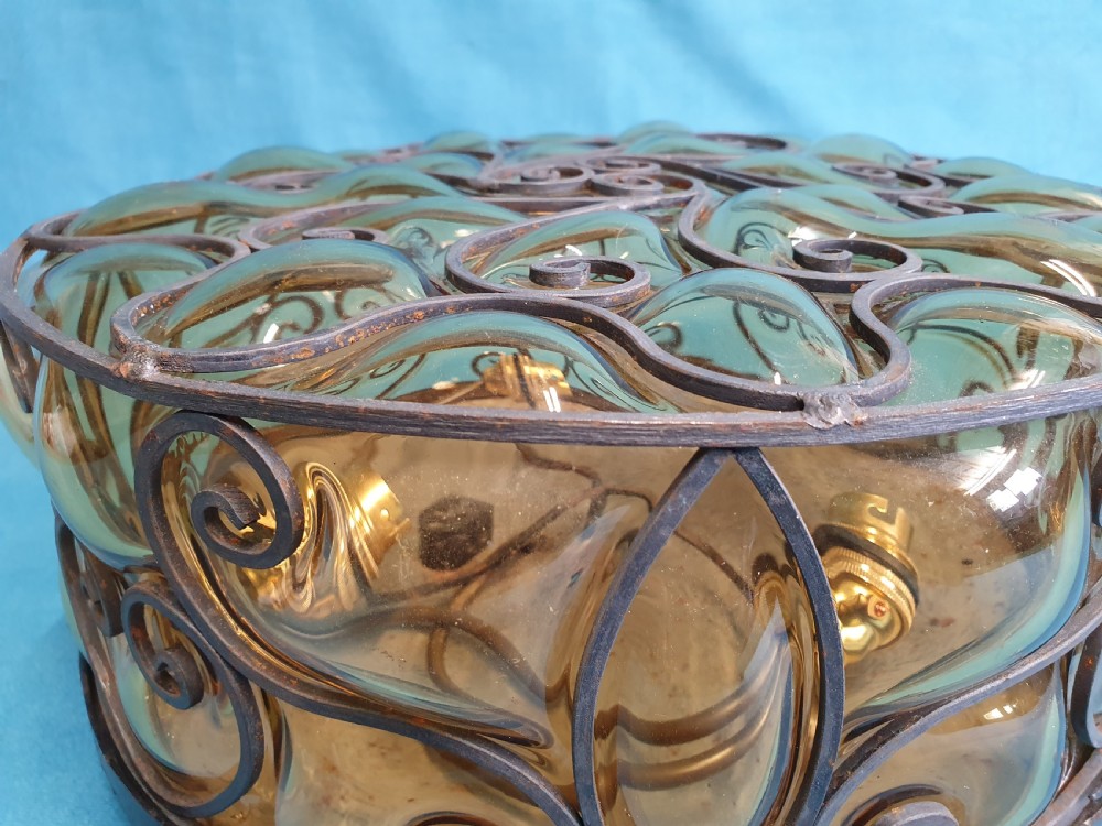 Early 20th century Shallow round ceiling light View VIII