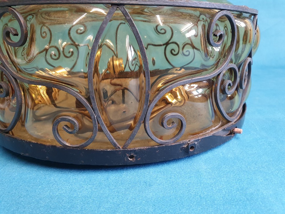 Early 20th century Shallow round ceiling light View IX