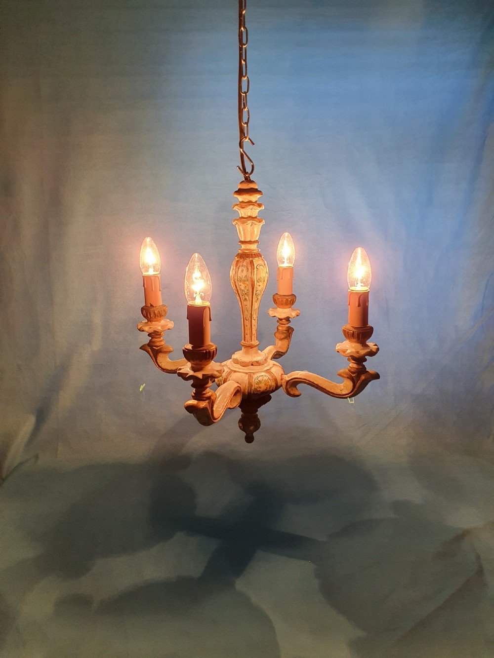Hand-painted four arm chandelier  View III
