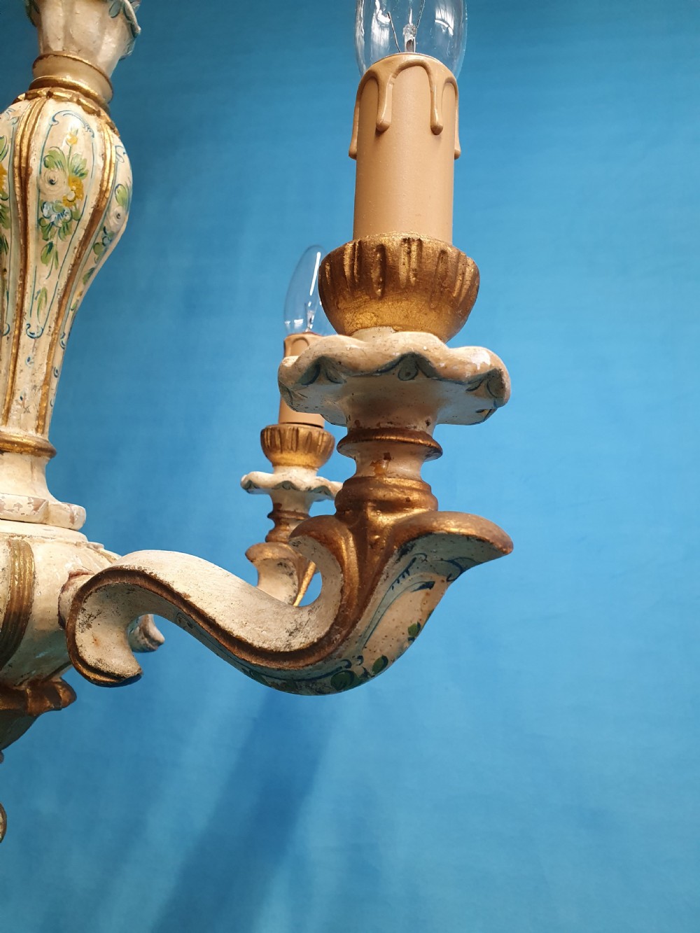 Hand-painted four arm chandelier  View IV
