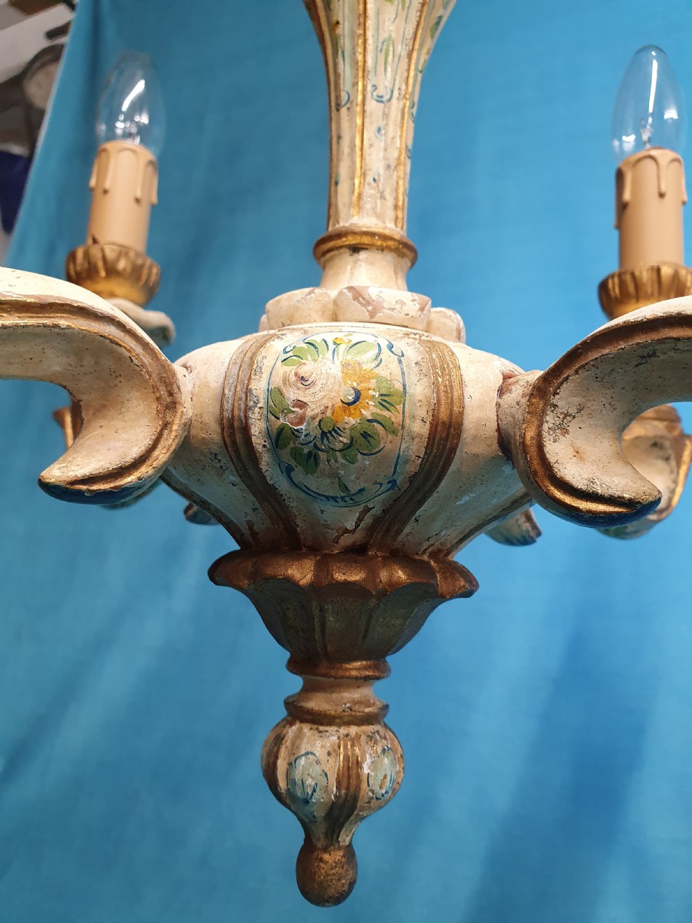 Hand-painted four arm chandelier  View VI