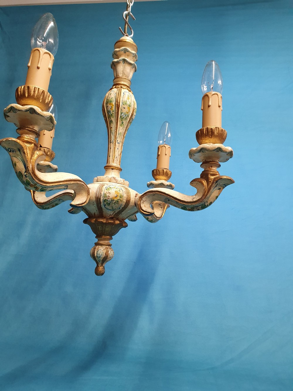 Hand-painted four arm chandelier  View VII