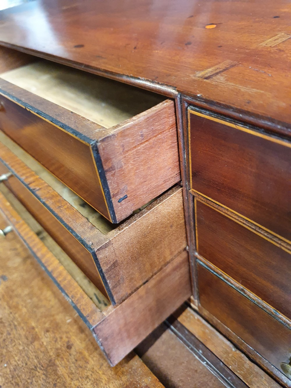 George III writing slope, unusual form and secret drawers View II
