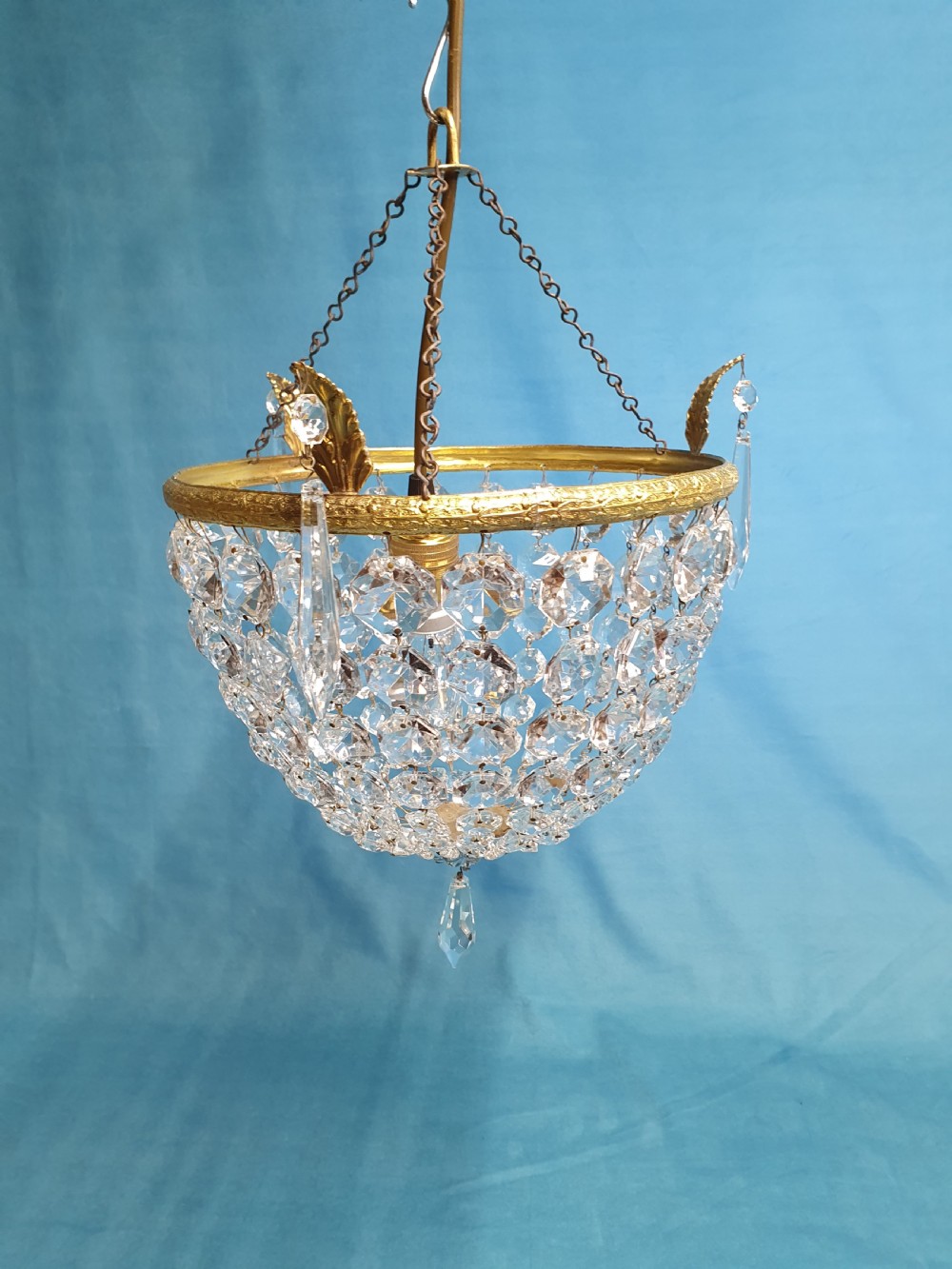 Early 20th century Small bag chandelier with finials to the edge  View III