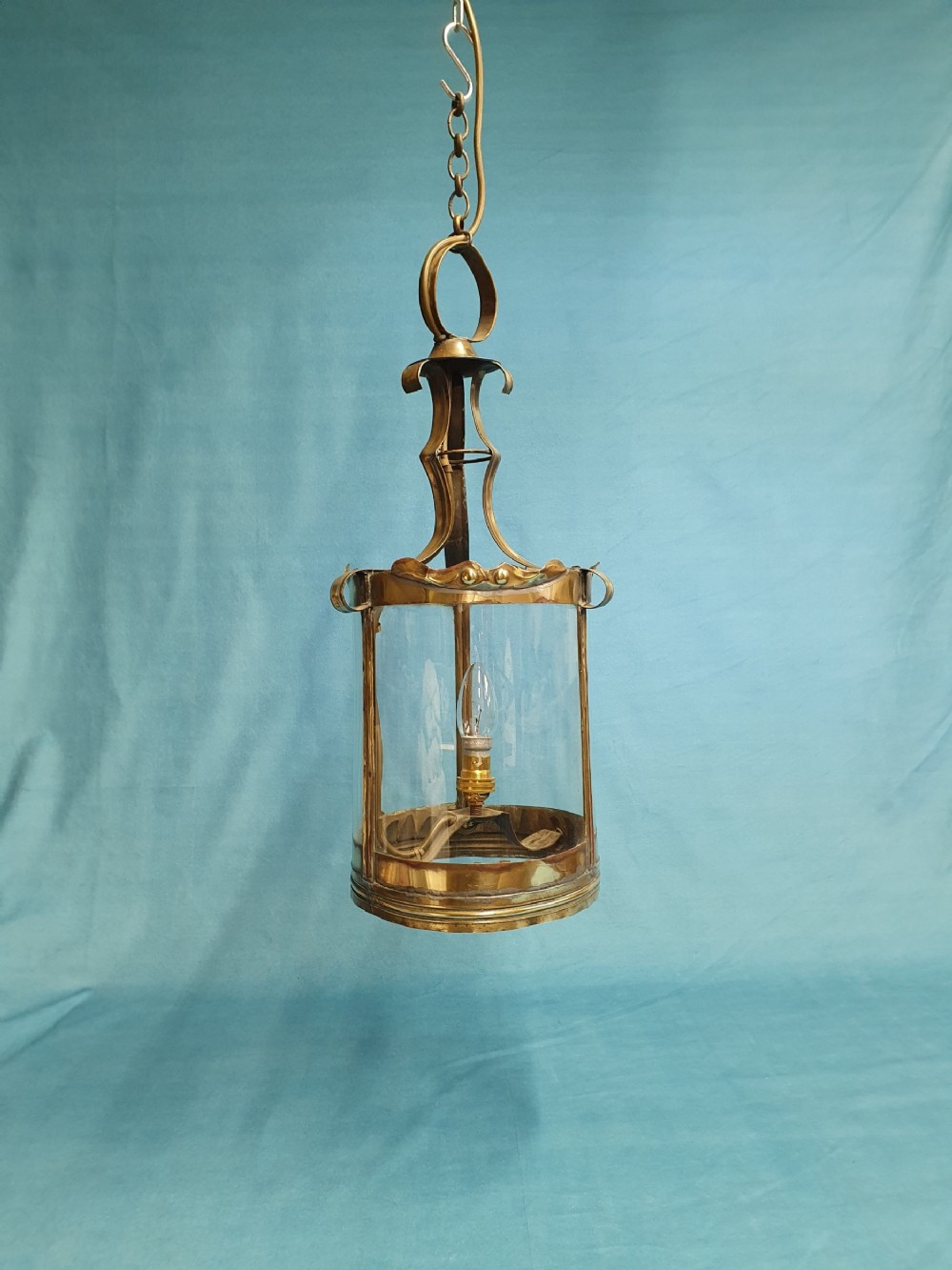 Late 19th century French hall lantern in brass