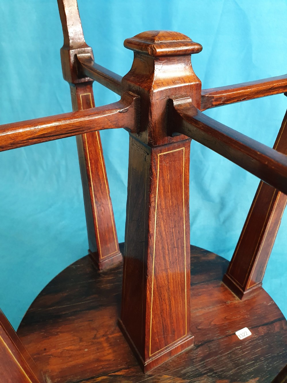 19th-century rosewood stool with bone inlay View IV