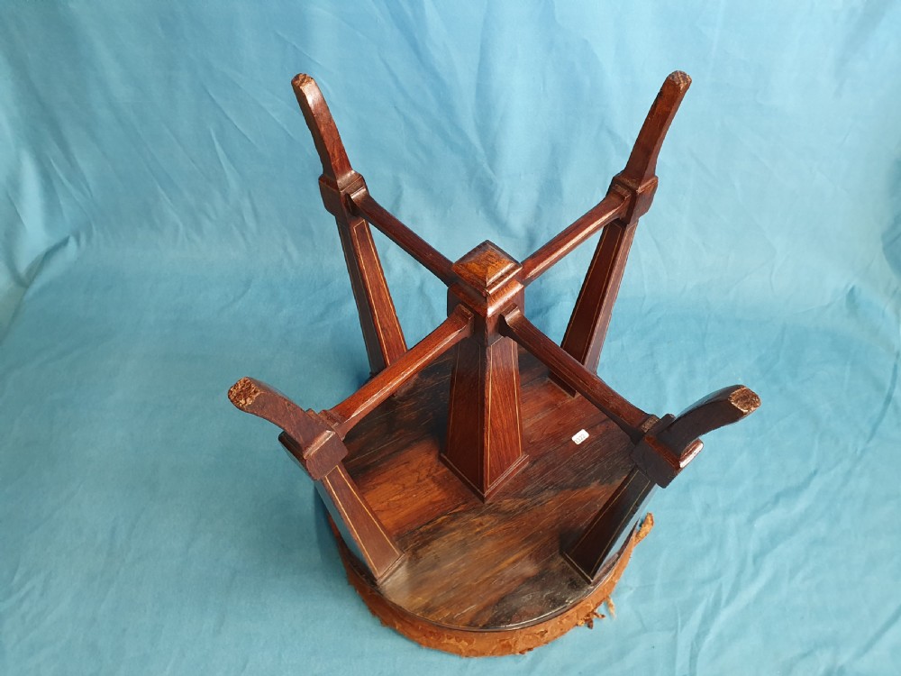19th-century rosewood stool with bone inlay View V