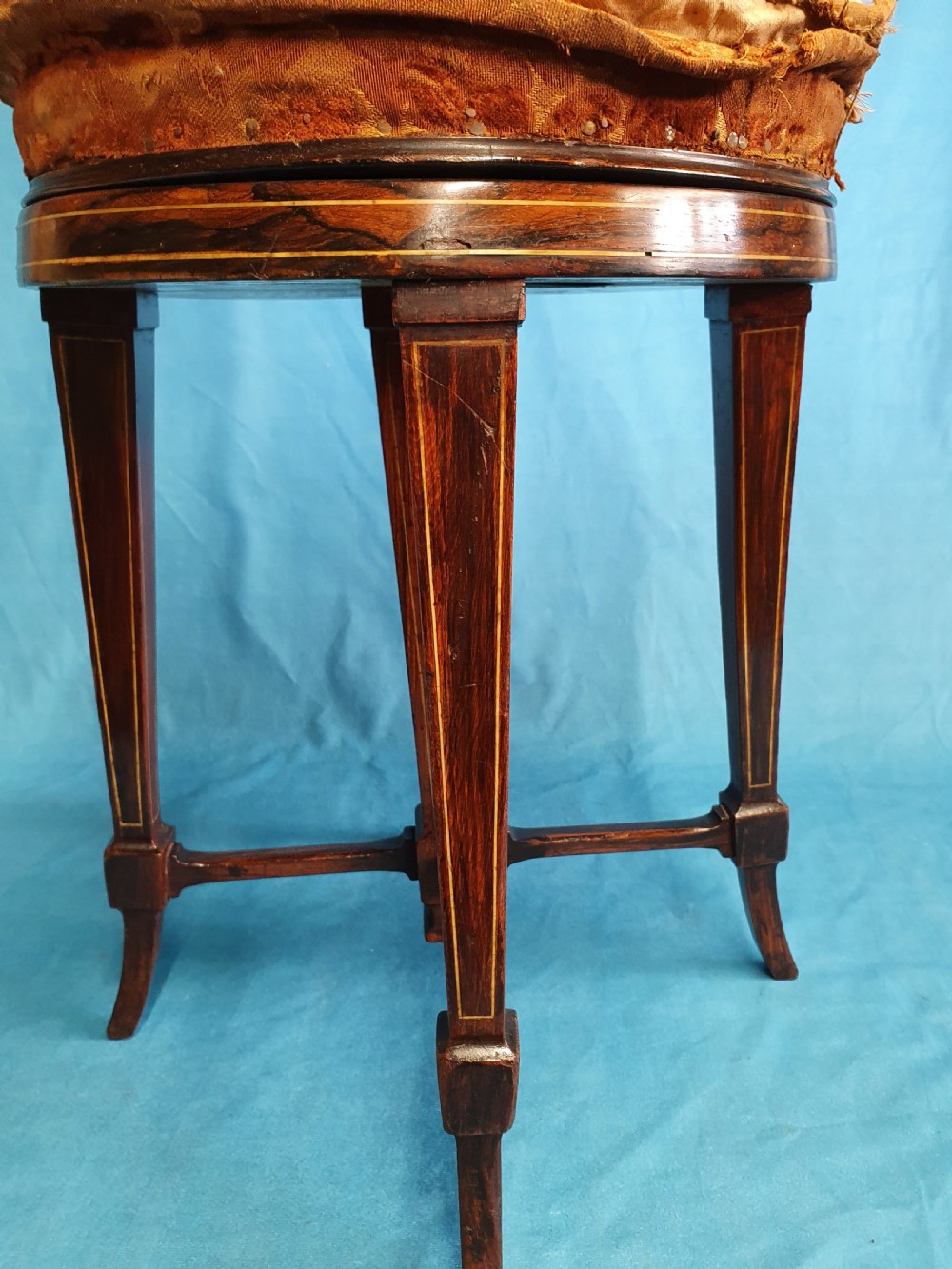19th-century rosewood stool with bone inlay View VII