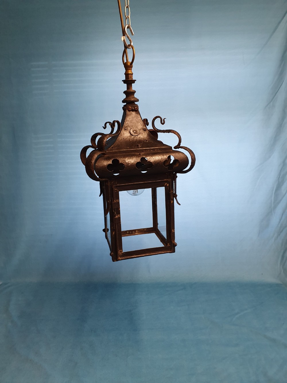 Arts and crafts porch light in steel