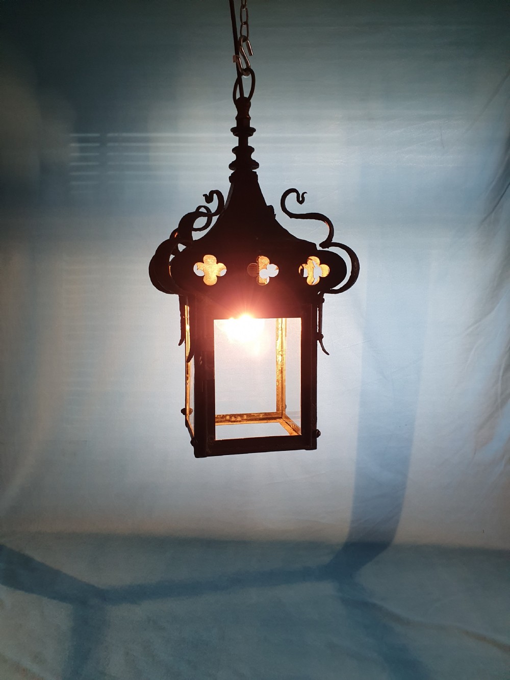 Arts and crafts porch light in steel View III