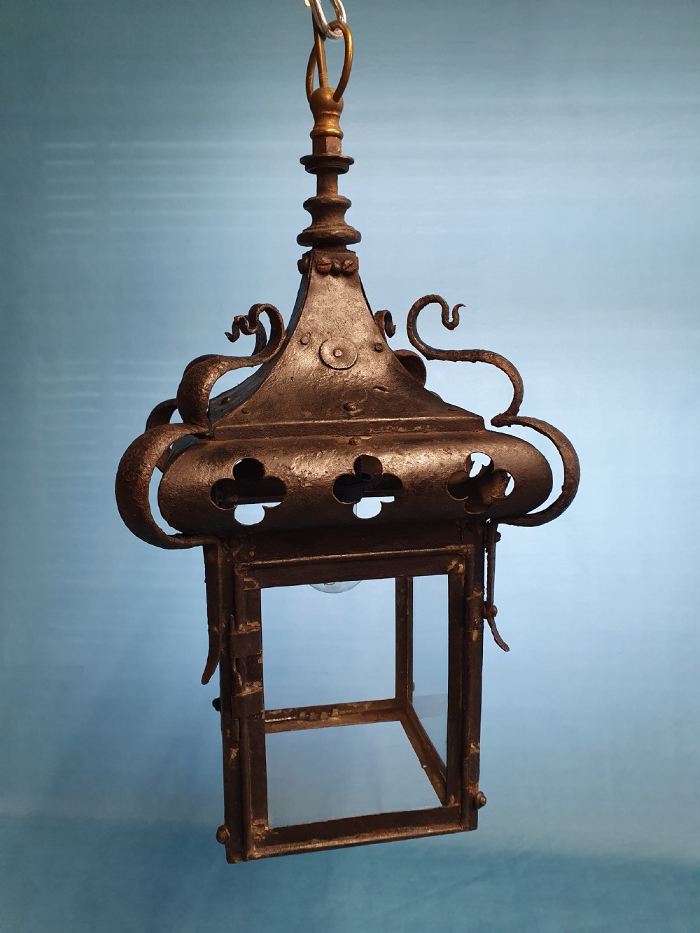 Arts and crafts porch light in steel View VII