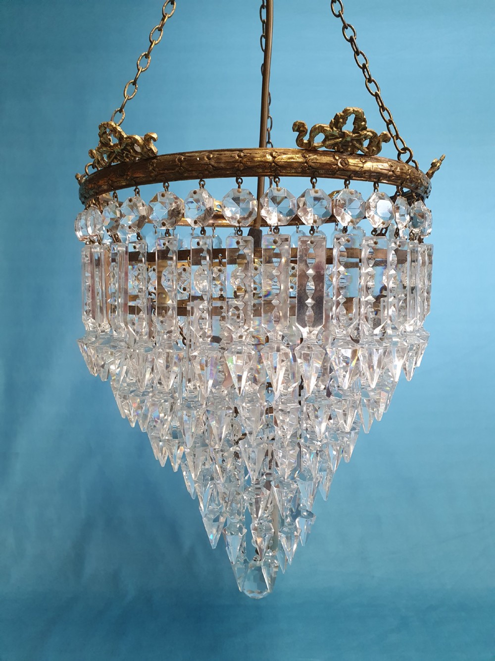 Early 20th century Six tear spike chandelier View III