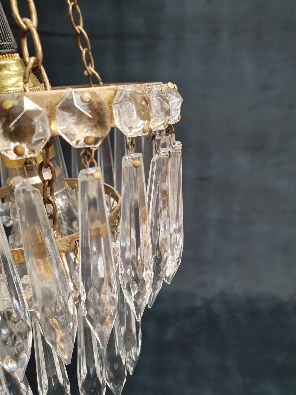 Early 20th century bag chandelier with prisms View II
