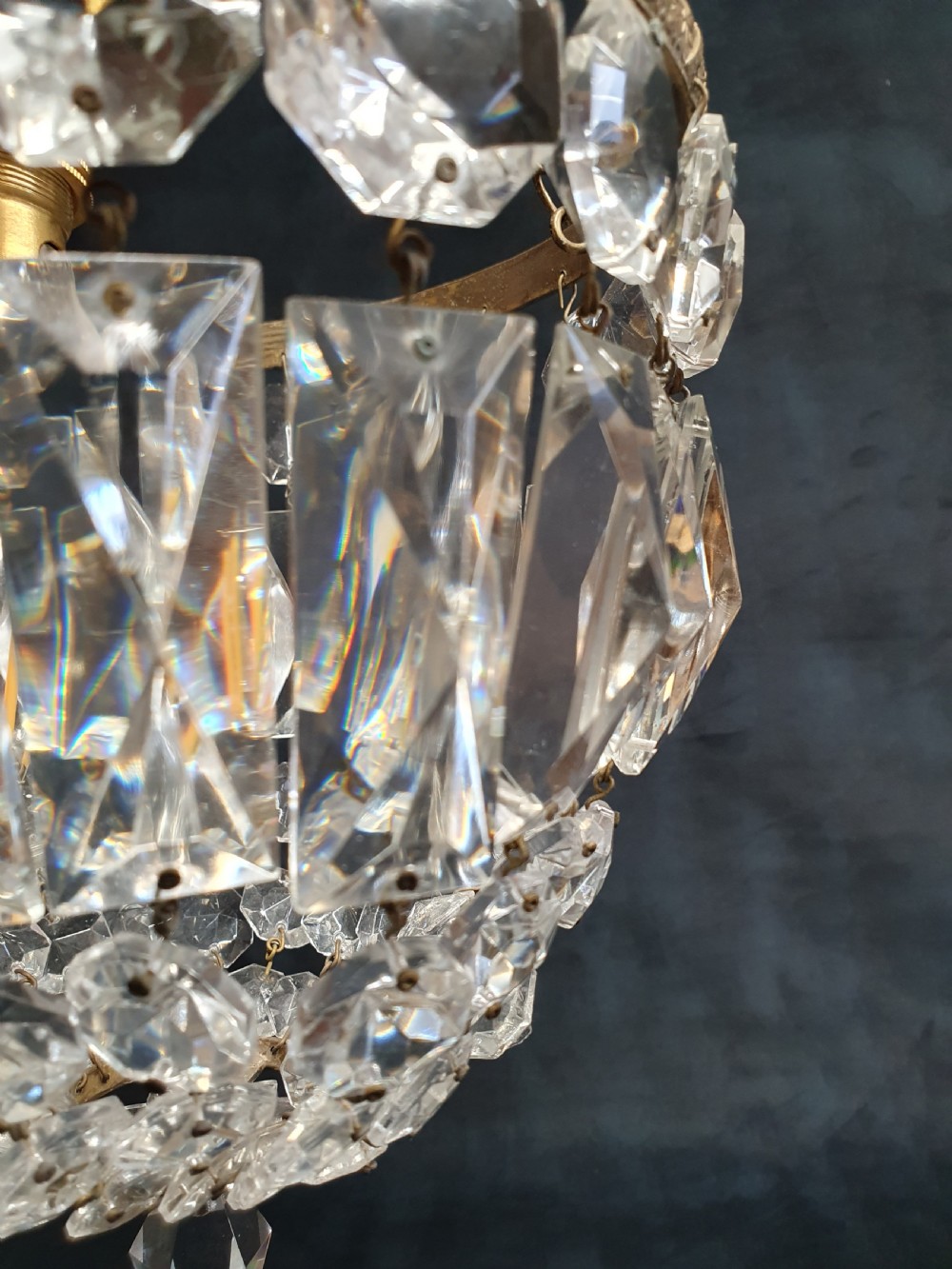 Early 20th century bag chandelier with prisms View V