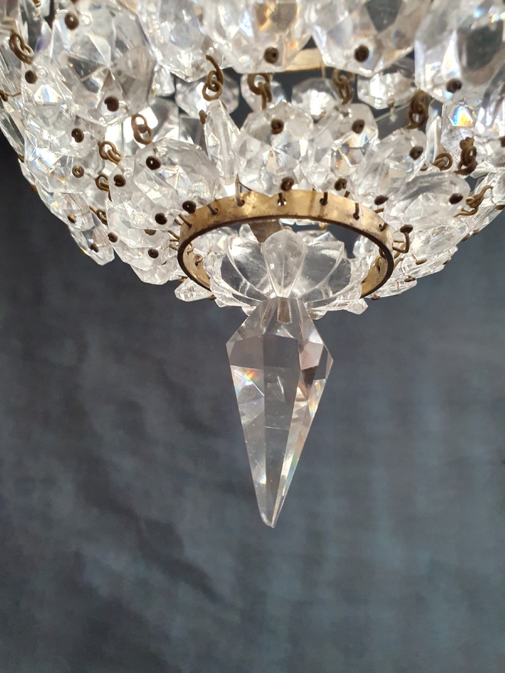 Early 20th century bag chandelier with prisms View VI