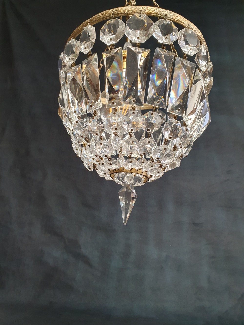 Early 20th century bag chandelier with prisms View VII