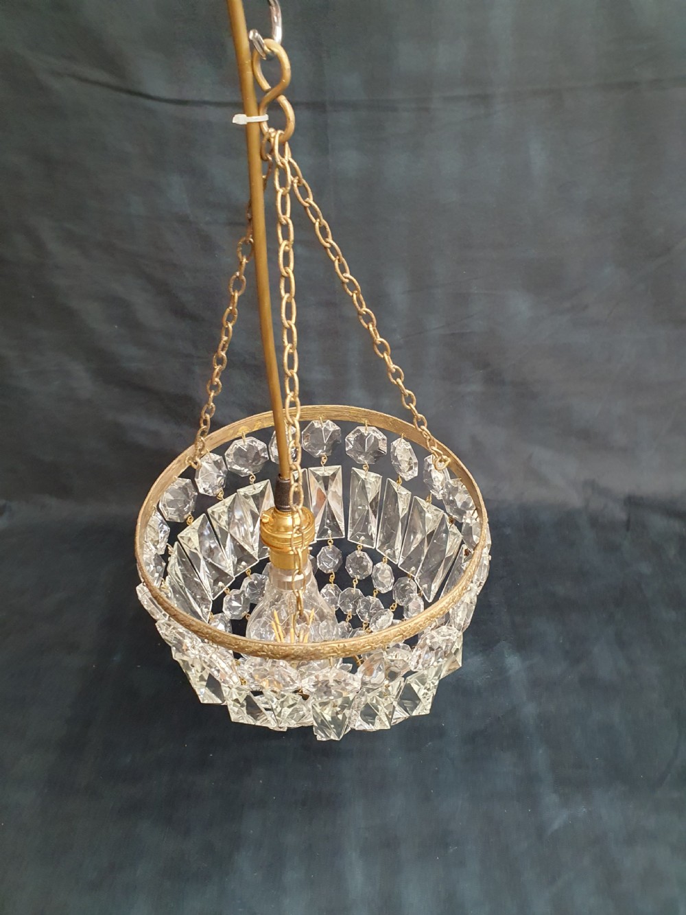 Early 20th century bag chandelier with prisms View VIII