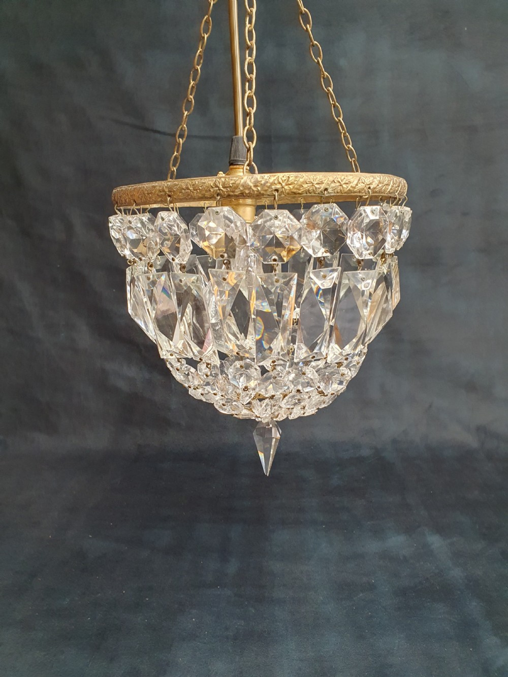 Early 20th century bag chandelier with prisms View IX