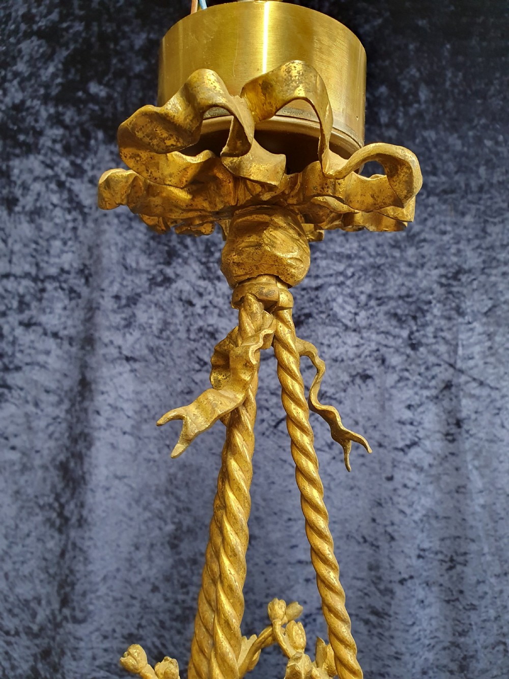 French Victorian-style (19/20th Century) bronze black and gilt chandelier View VII