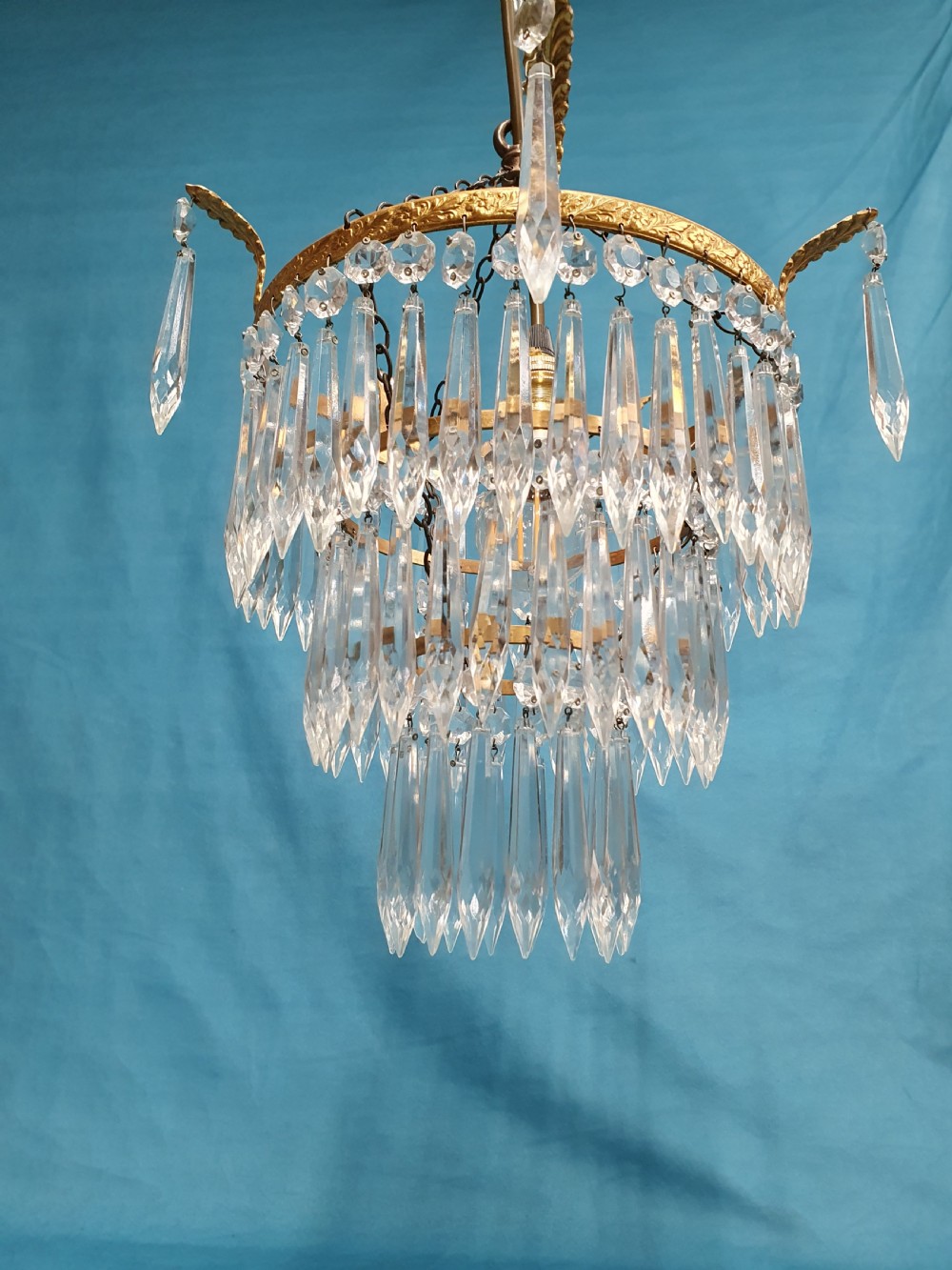Early 20th century pair of spike chandelier with finials to the edge View V