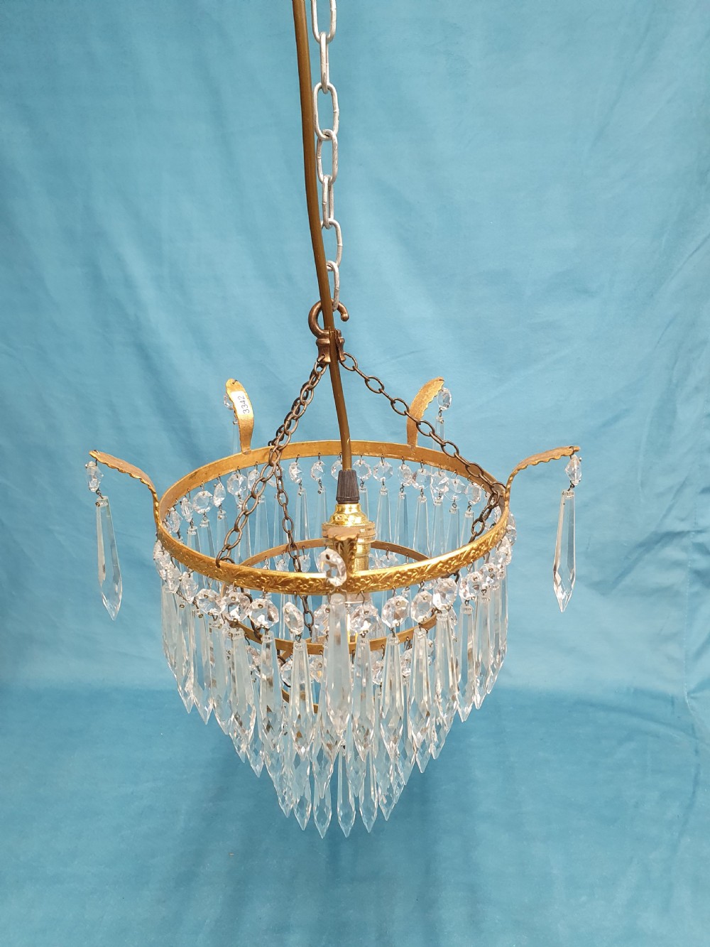 Early 20th century pair of spike chandelier with finials to the edge View VI