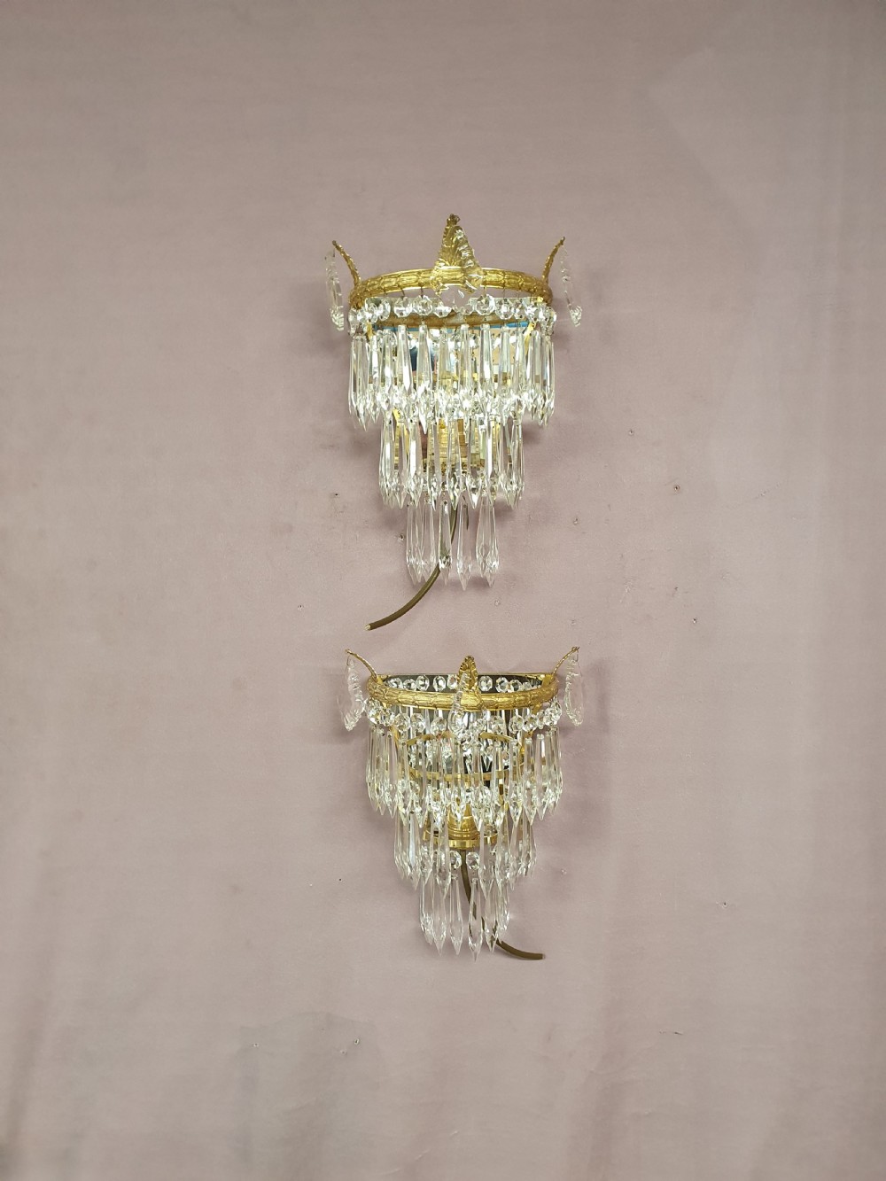 Early 20th century pair of Spike wall lights