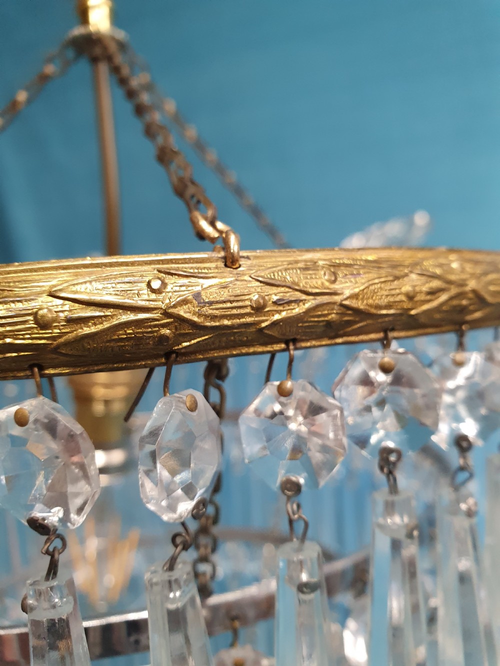 Early 20th century five tier spike chandelier  View V