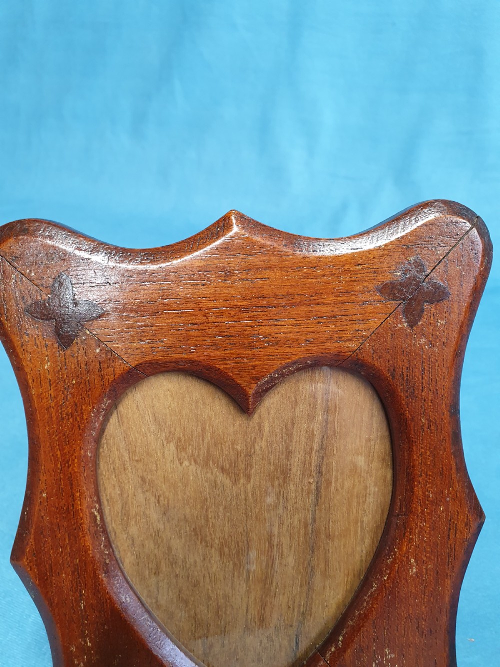 Pair of heart shaped walnut photograph frames View III