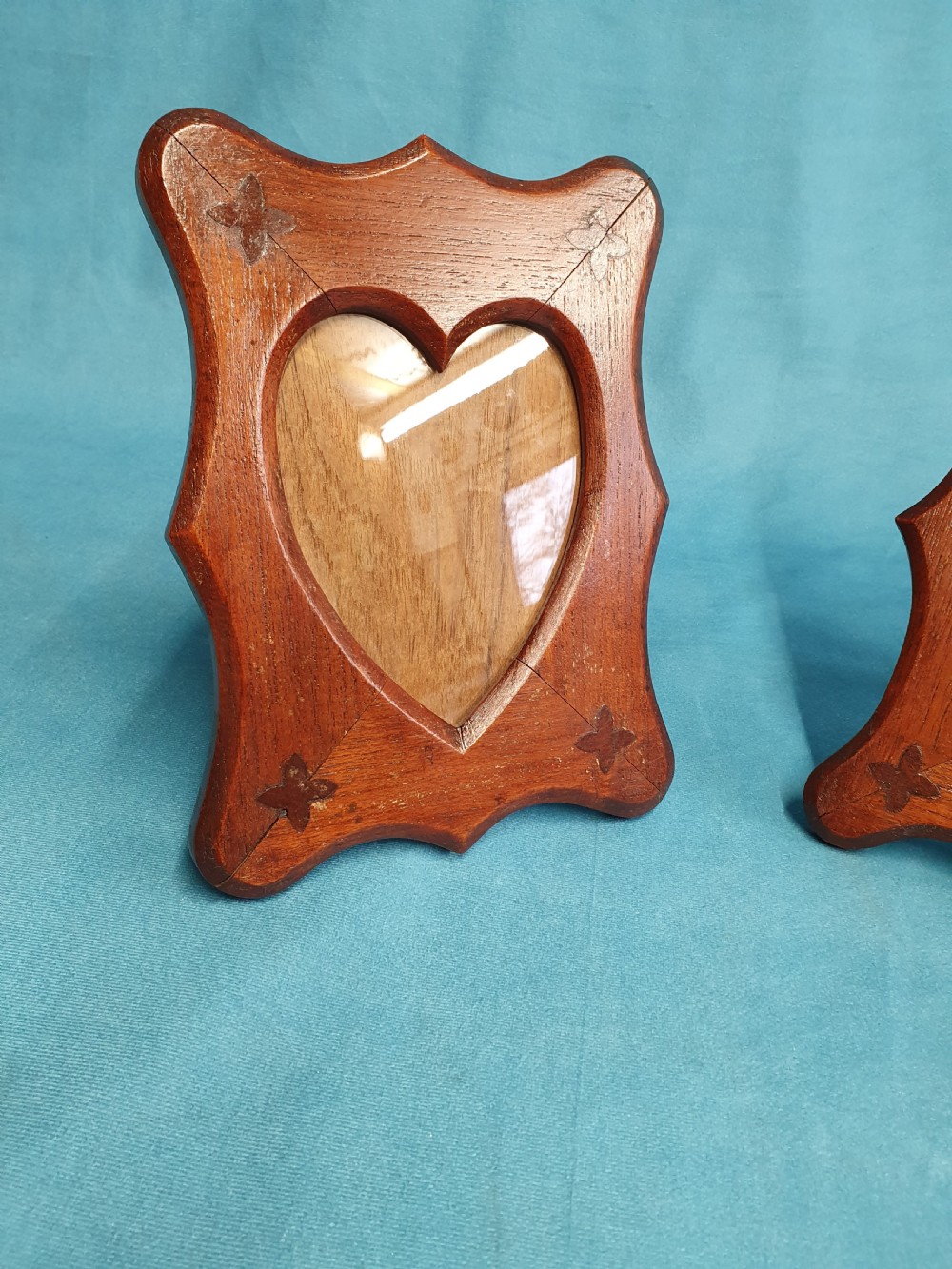 Pair of heart shaped walnut photograph frames View VII