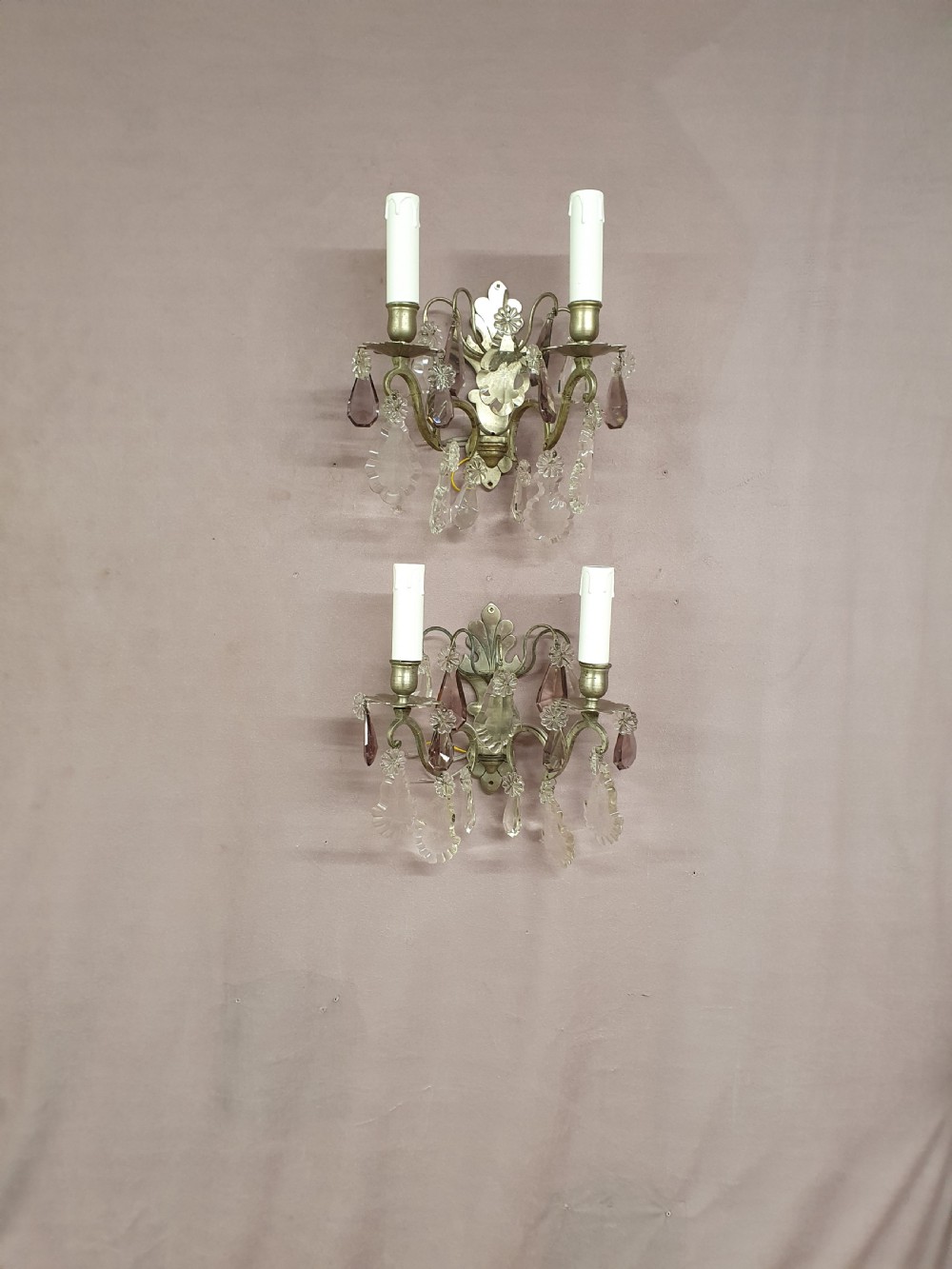 Pair of early 20th century nickel Silver wall lights