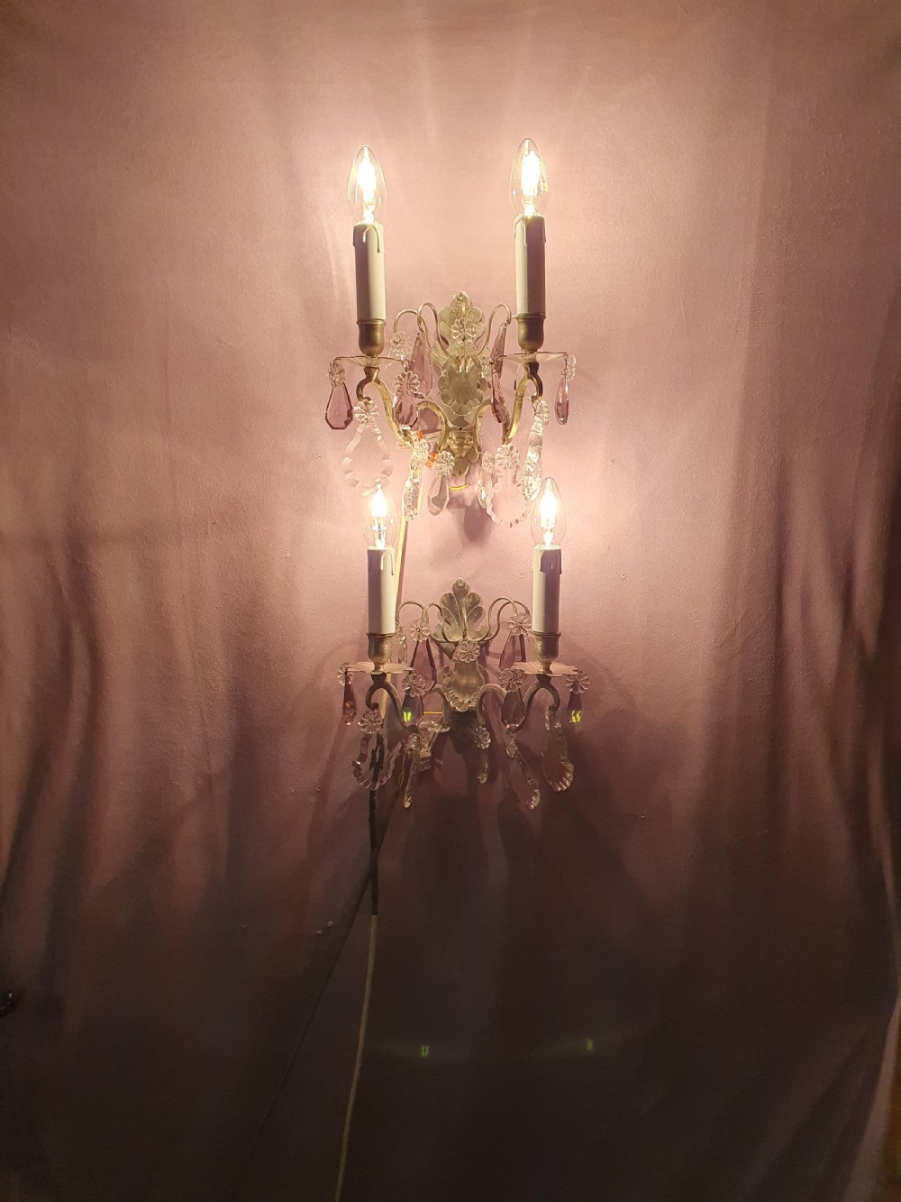 Pair of early 20th century nickel Silver wall lights View II