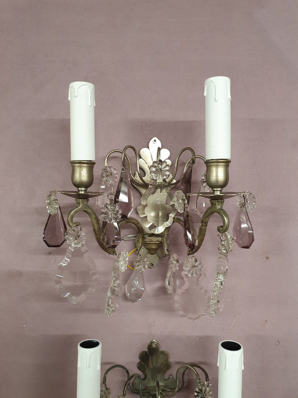 Pair of early 20th century nickel Silver wall lights View III