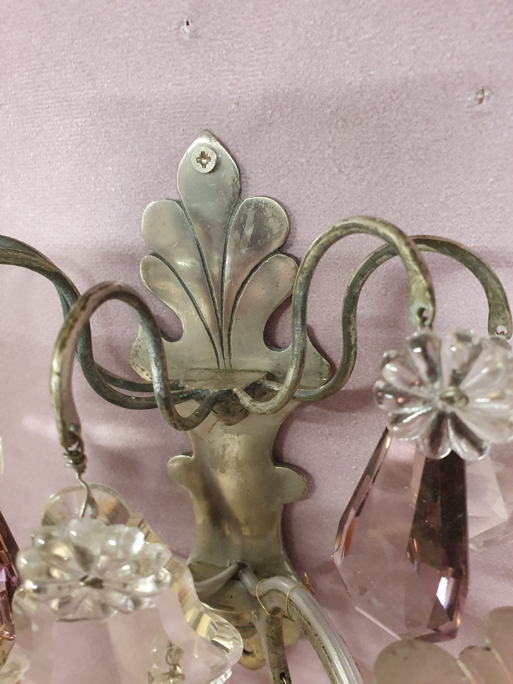 Pair of early 20th century nickel Silver wall lights View V