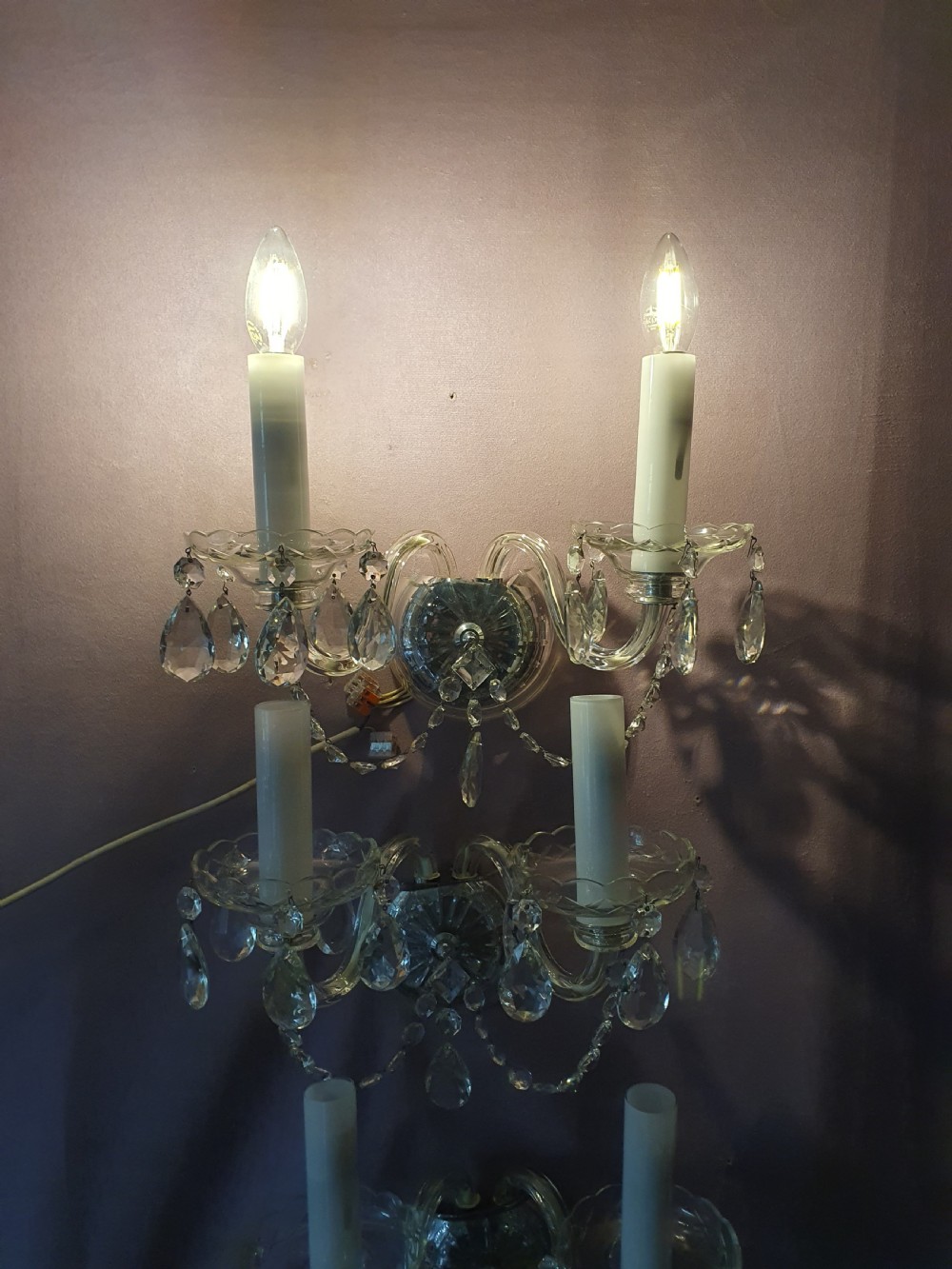 Three early 20th century wall lights in glass View II