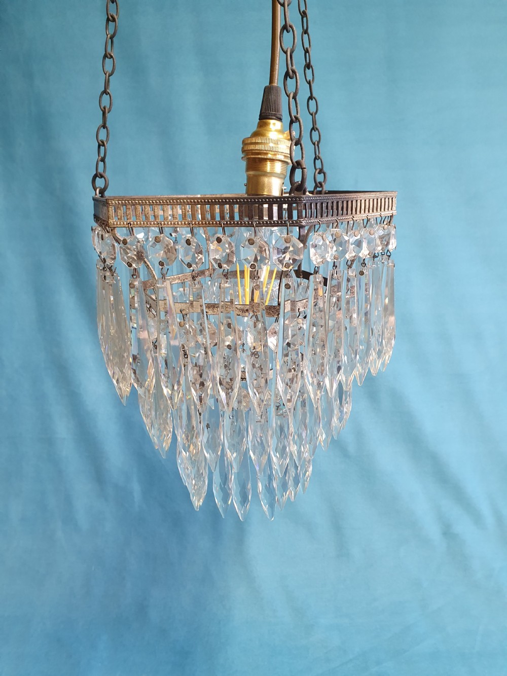 Early 20th century silvered spike chandelier View II