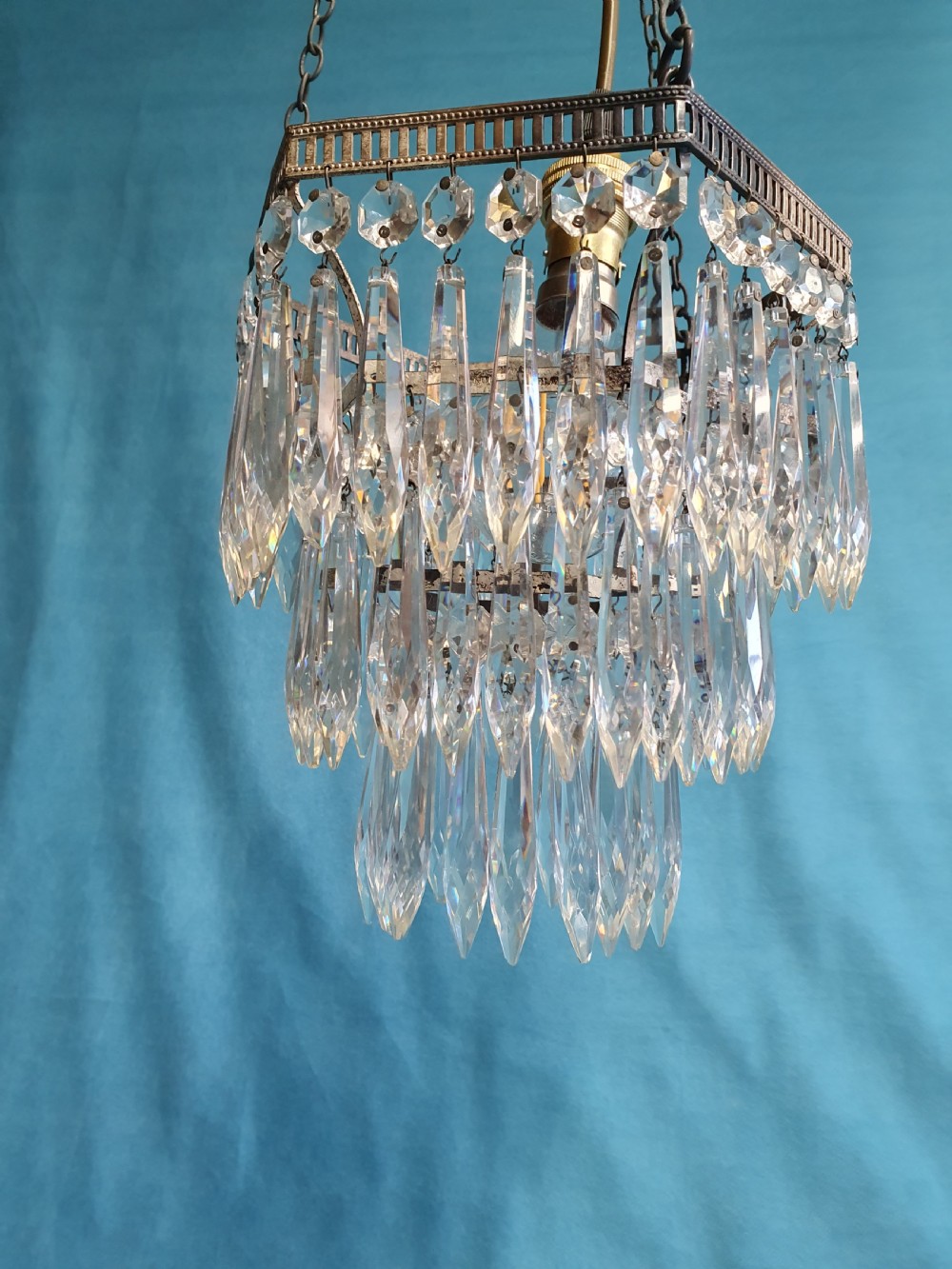 Early 20th century silvered spike chandelier View III