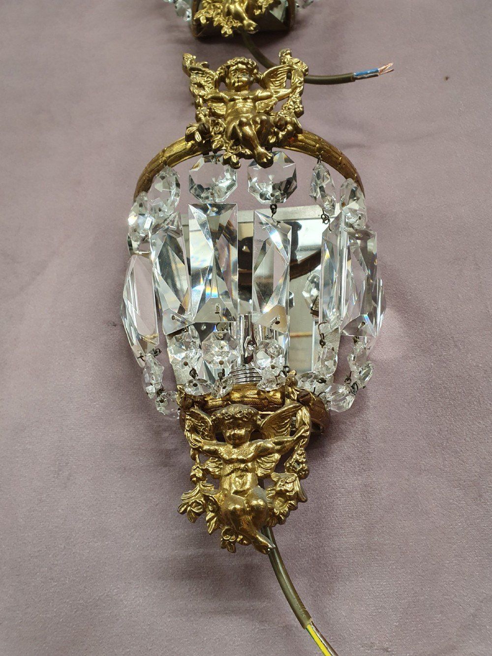 Early 20th century pair of prism wall lights View IV