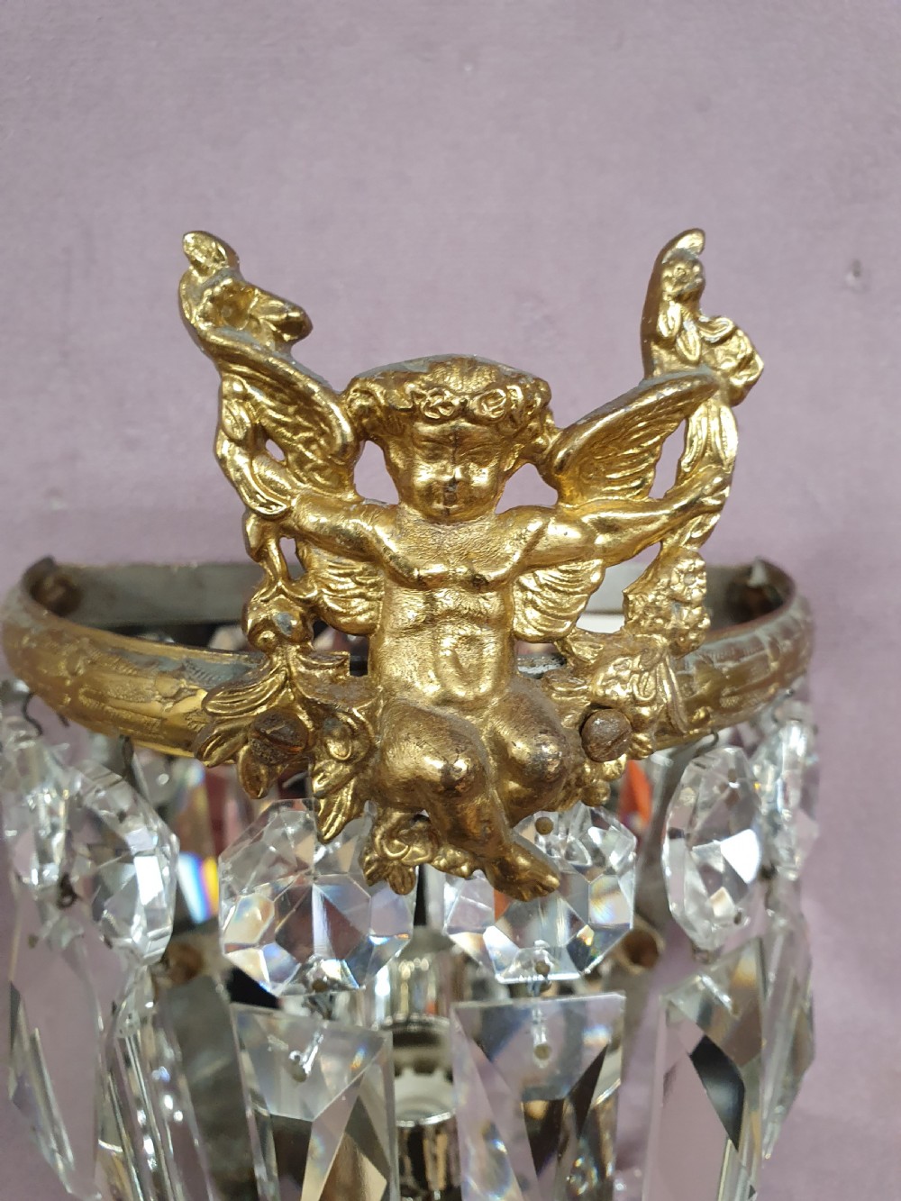 Early 20th century pair of prism wall lights View V