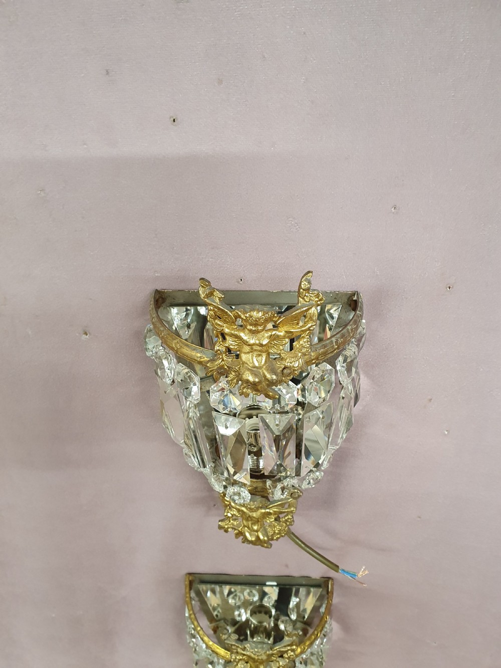 Early 20th century pair of prism wall lights View VI