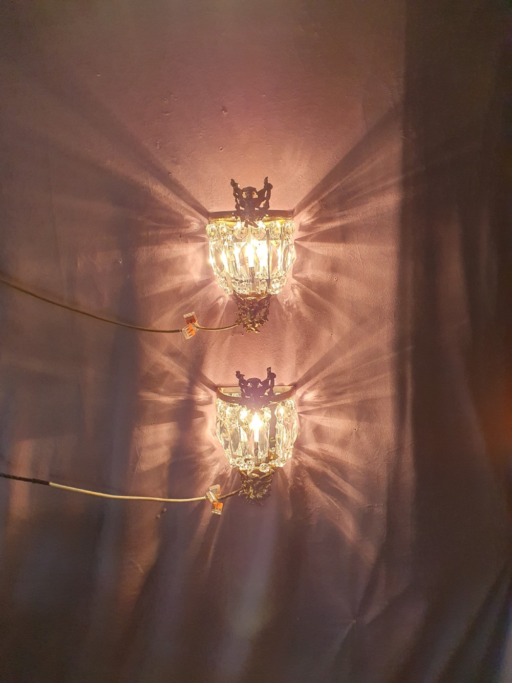 Early 20th century pair of prism wall lights View VII