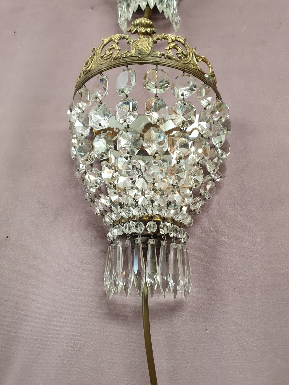 Early 20th century pair of swag wall lights View II