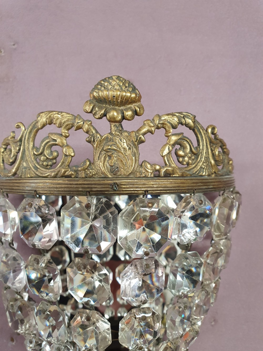 Early 20th century pair of swag wall lights View III