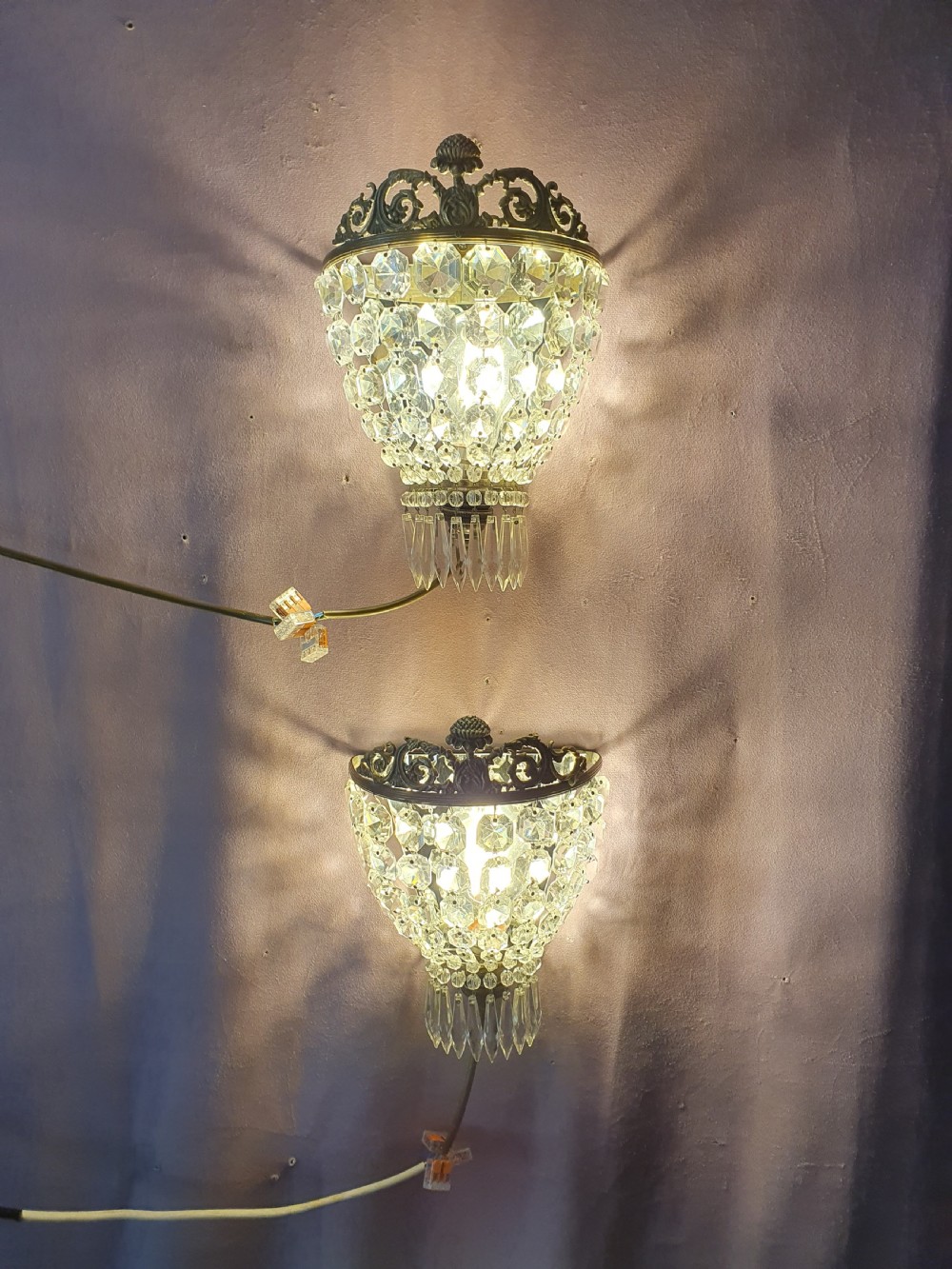 Early 20th century pair of swag wall lights View IV