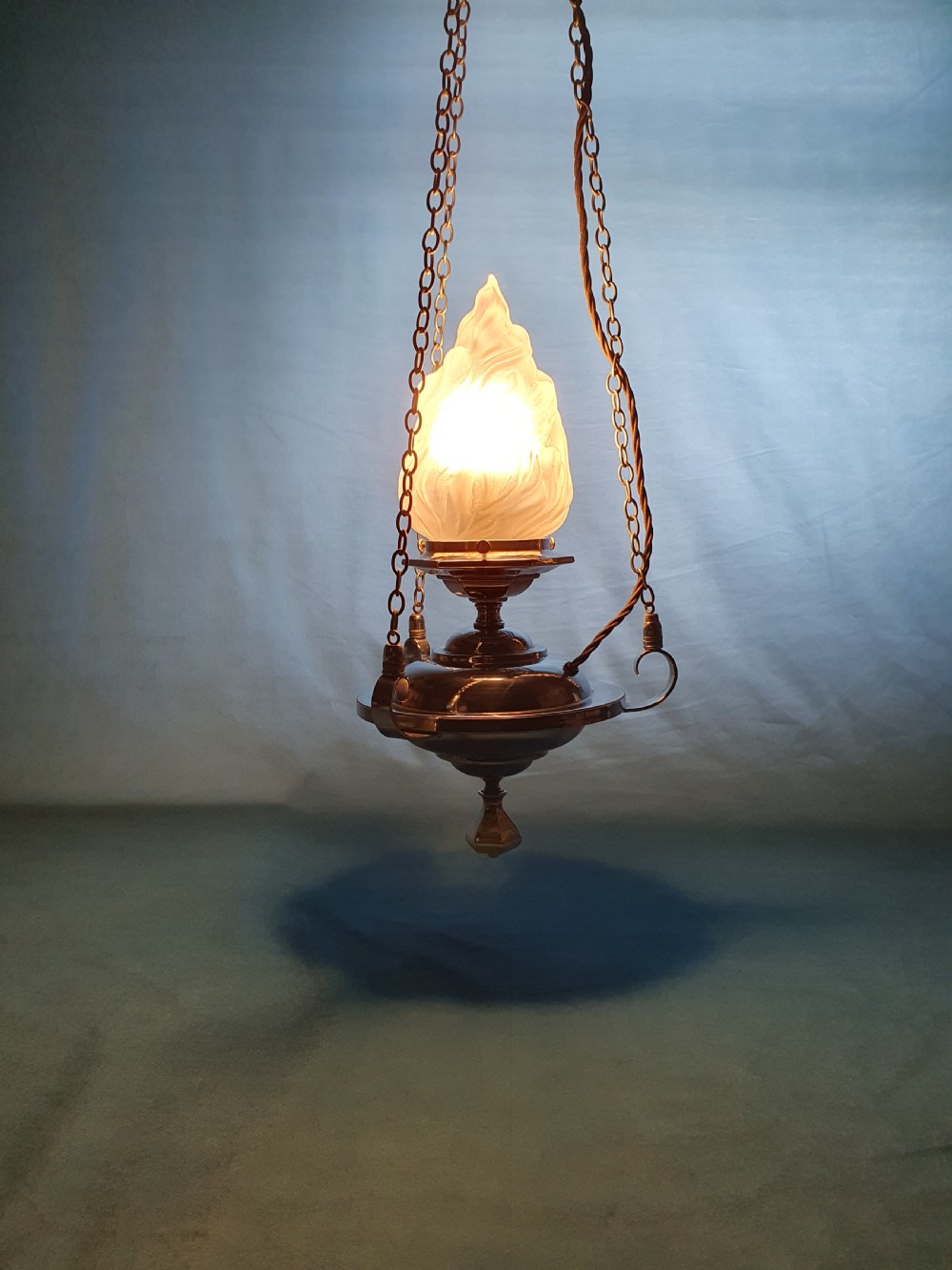 Early 20th century deco New York flame chandelier View II
